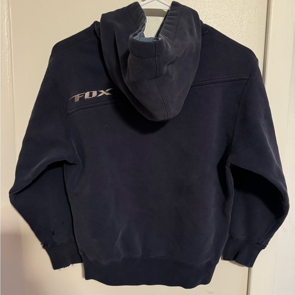 ⭐️3for10⭐️ VINTAGE FOX racing Youth M Boys Hoodie Navy Logo Graphic Embroidered - Picture 2 of 14